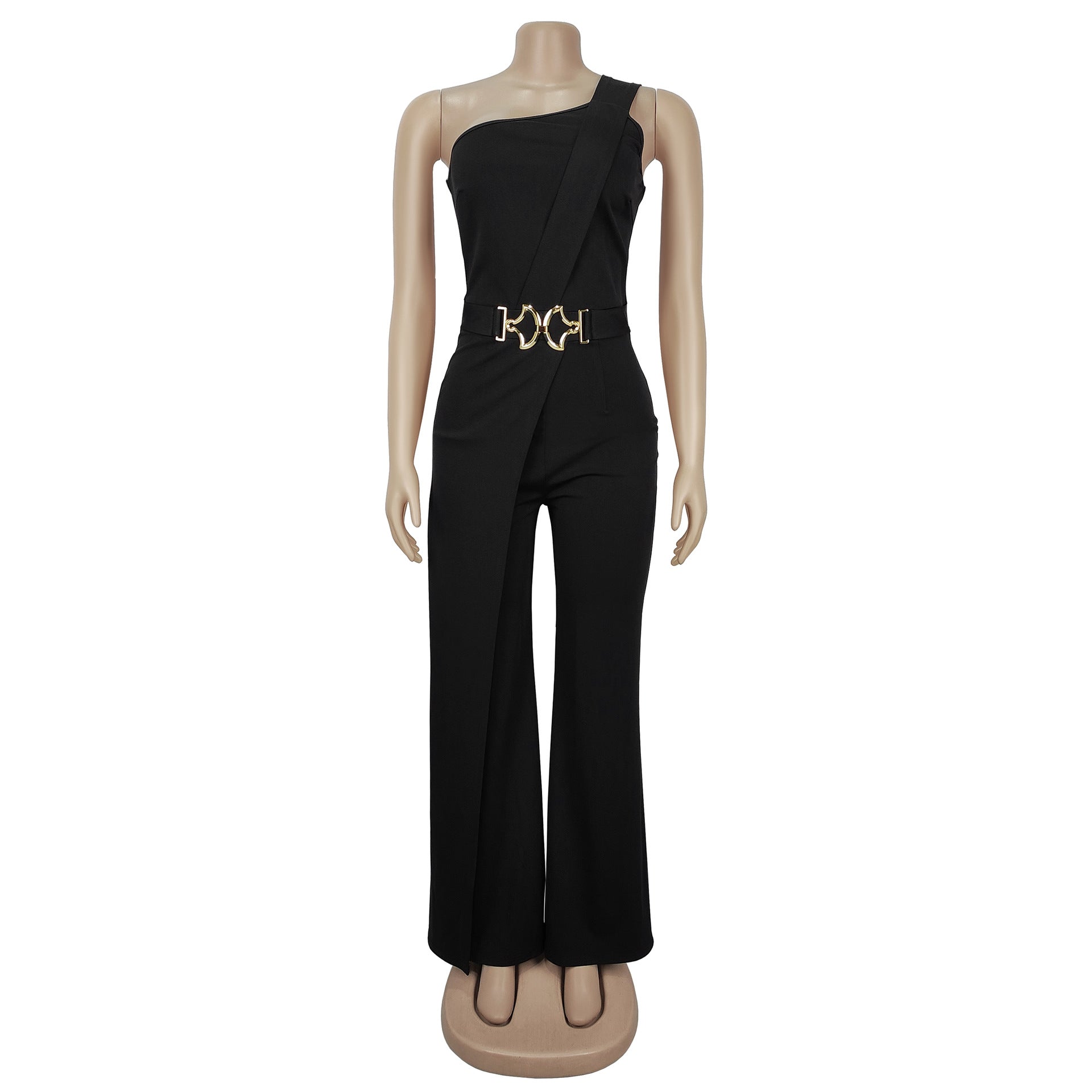 Women Summer Elegant Slash Shoulder Jumpsuit 10