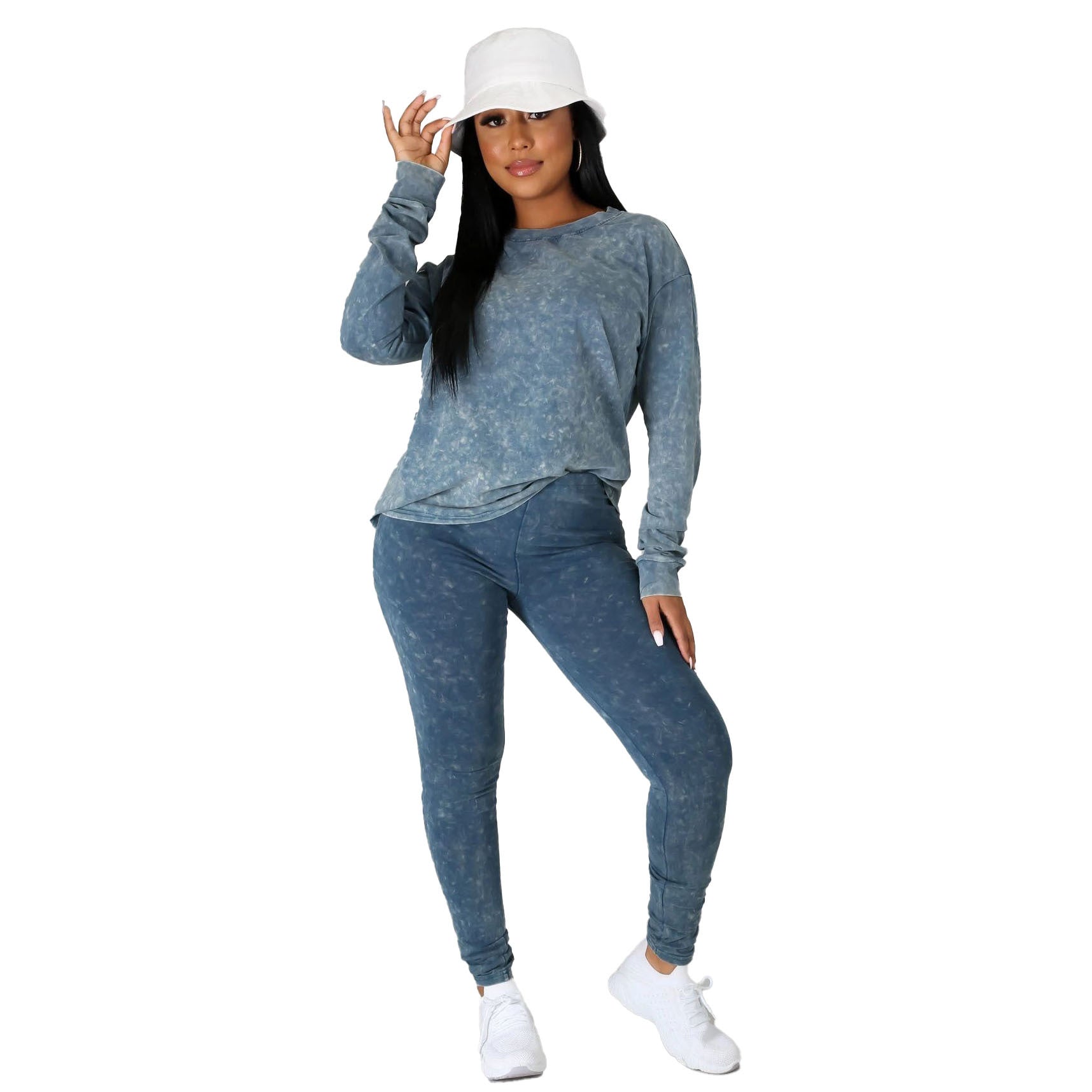 Women's Casual Fashion Casual Round Neck Long Sleeve Two-Piece Pants Set 8