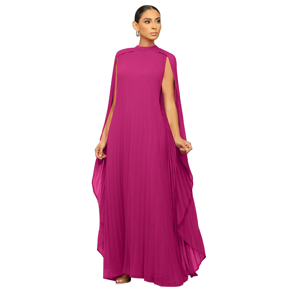 Fashion Women's Solid Color Chiffon Long Pleated Dress 6