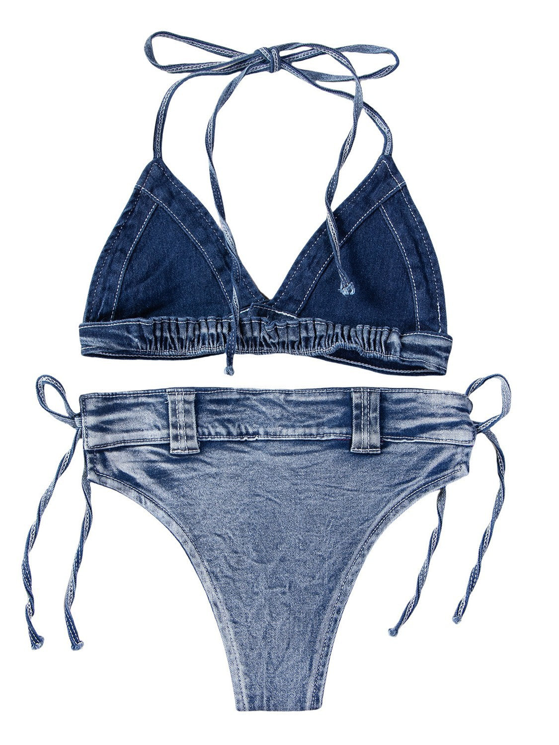 Women Sexy Denim Bikini Beach Swimwear Two Pieces 7