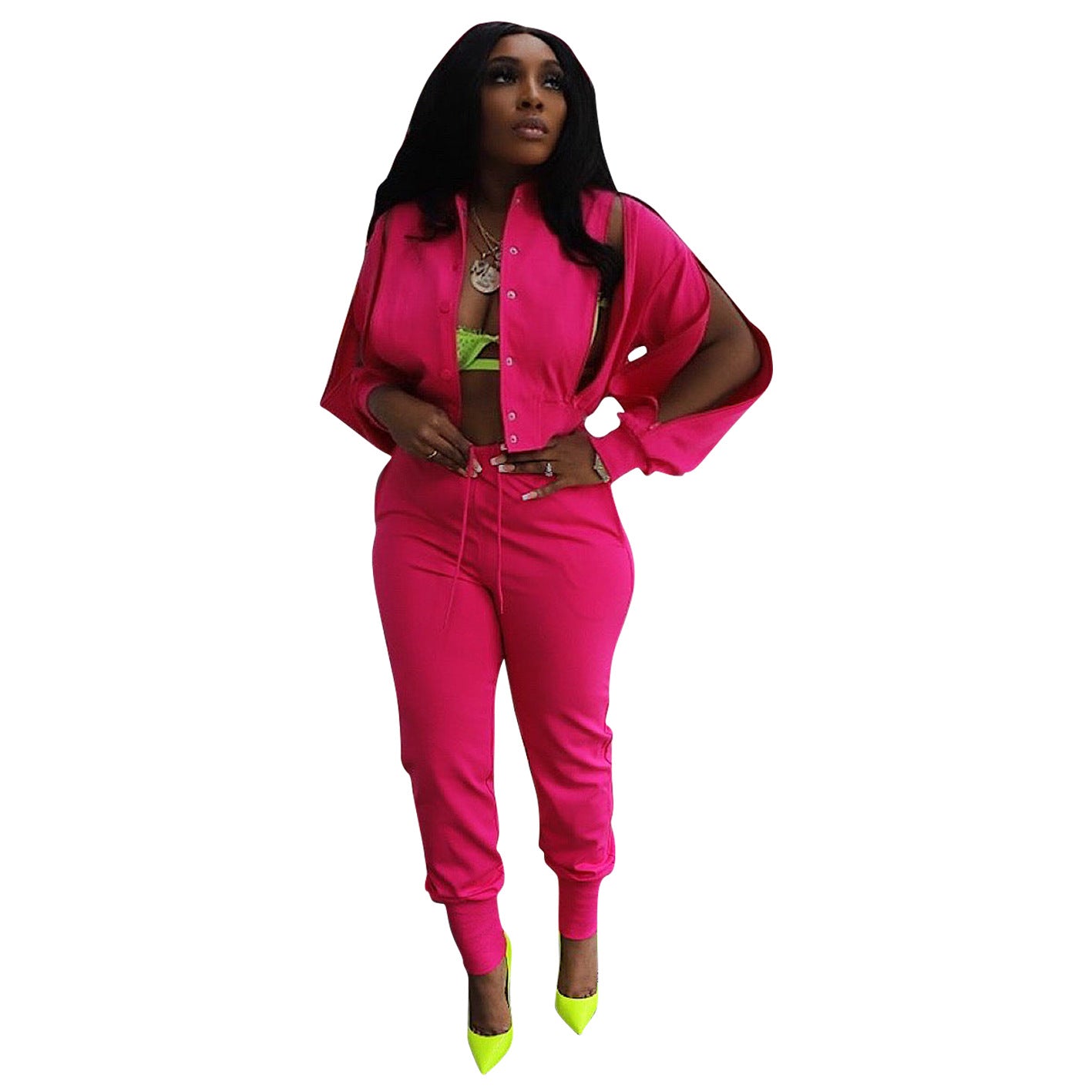 Women sports zipper jacket and Pant two-piece set 18