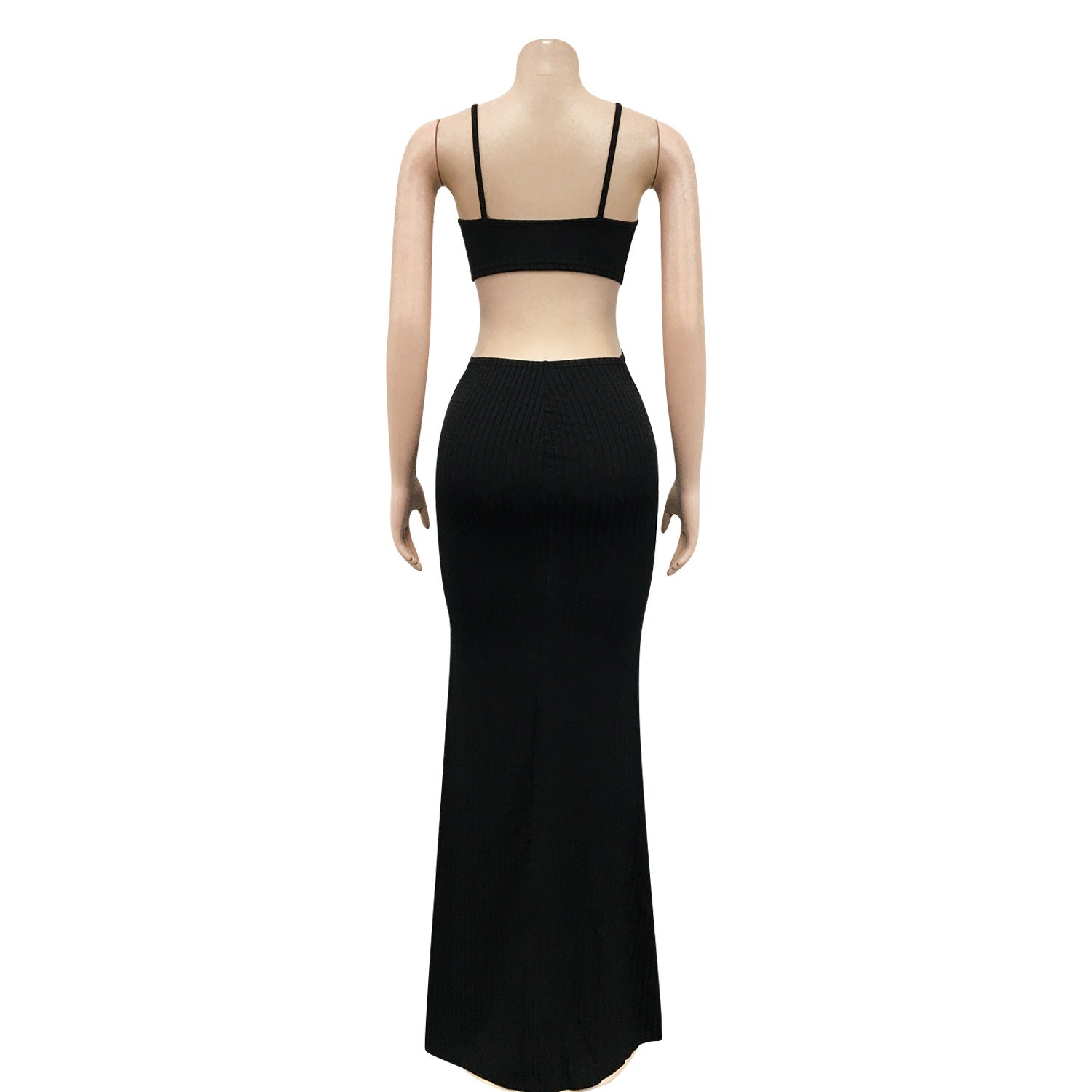 Sexy Knitted Strap Solid Color Dress for Women 42