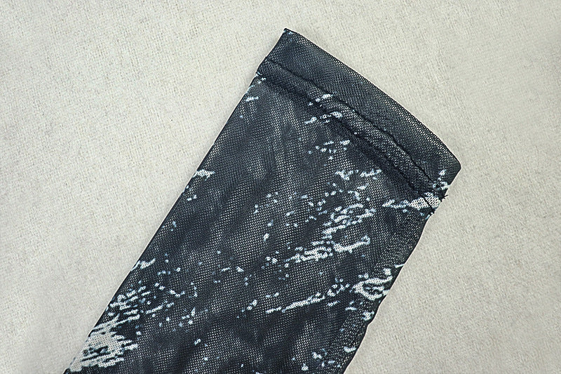 Women Printed Colorblock Round Neck Long Sleeve Bodycon Dress 11