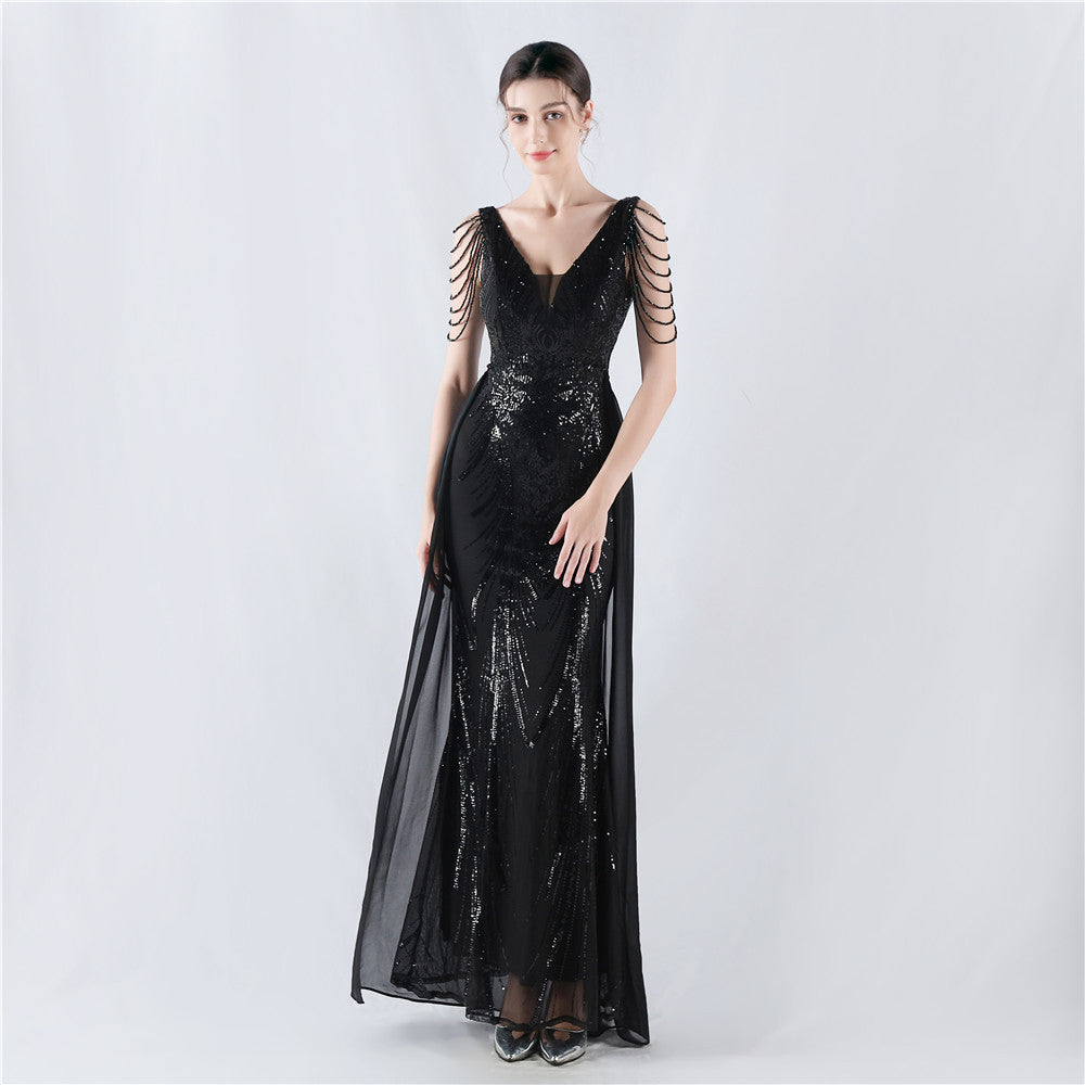 Plus Size Women Sequined Formal Party Maxi Evening Dress 3