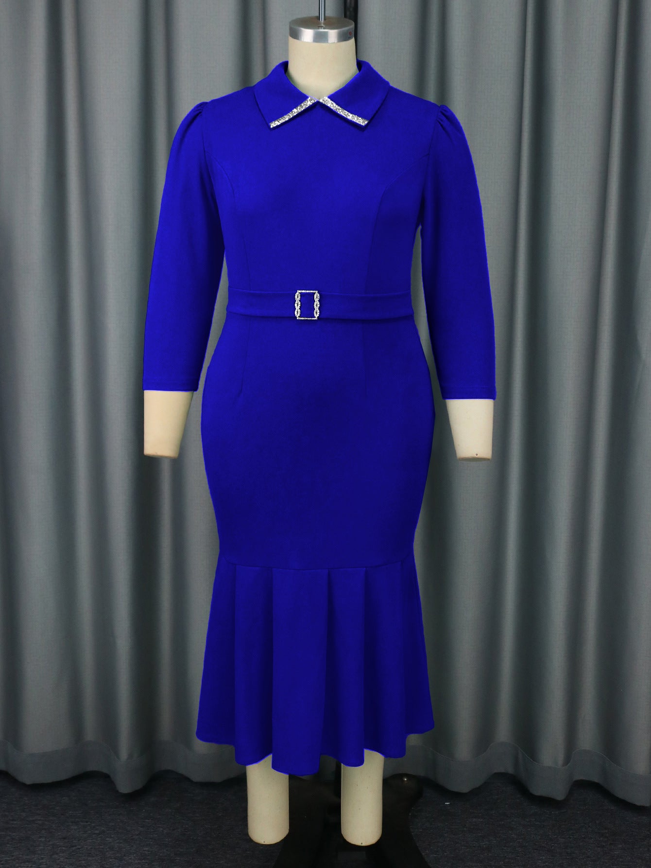 Women shirt collar fishtail party dresses 10