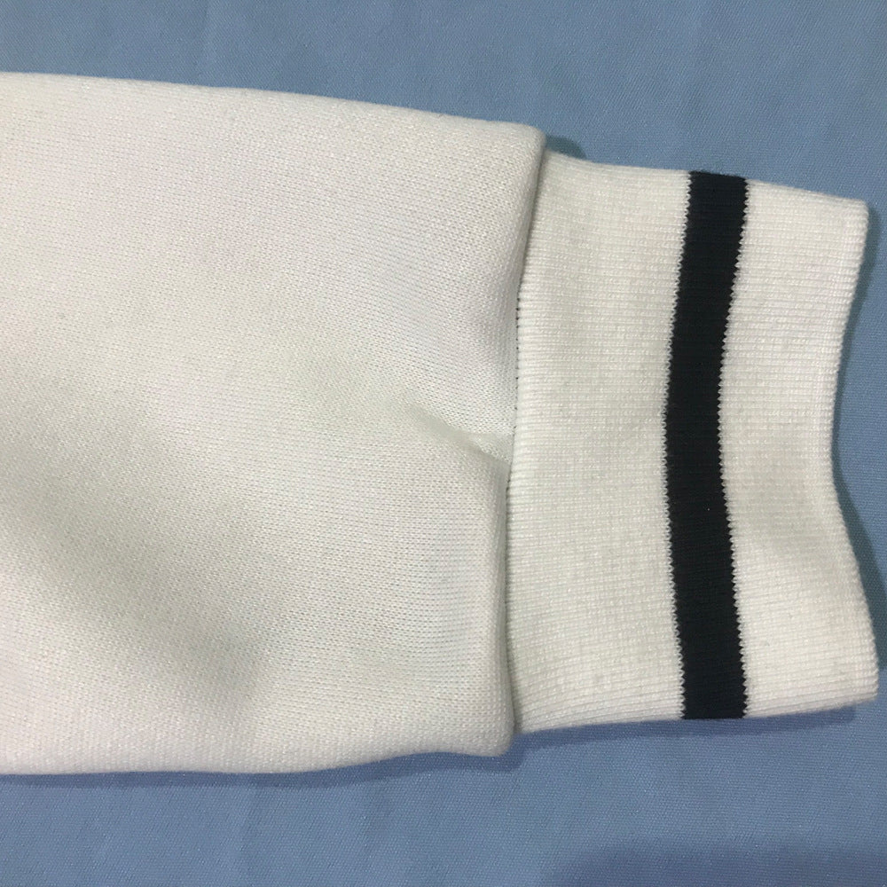 Women Solid Patchwork Letter Button Loose Baseball Jacket 15