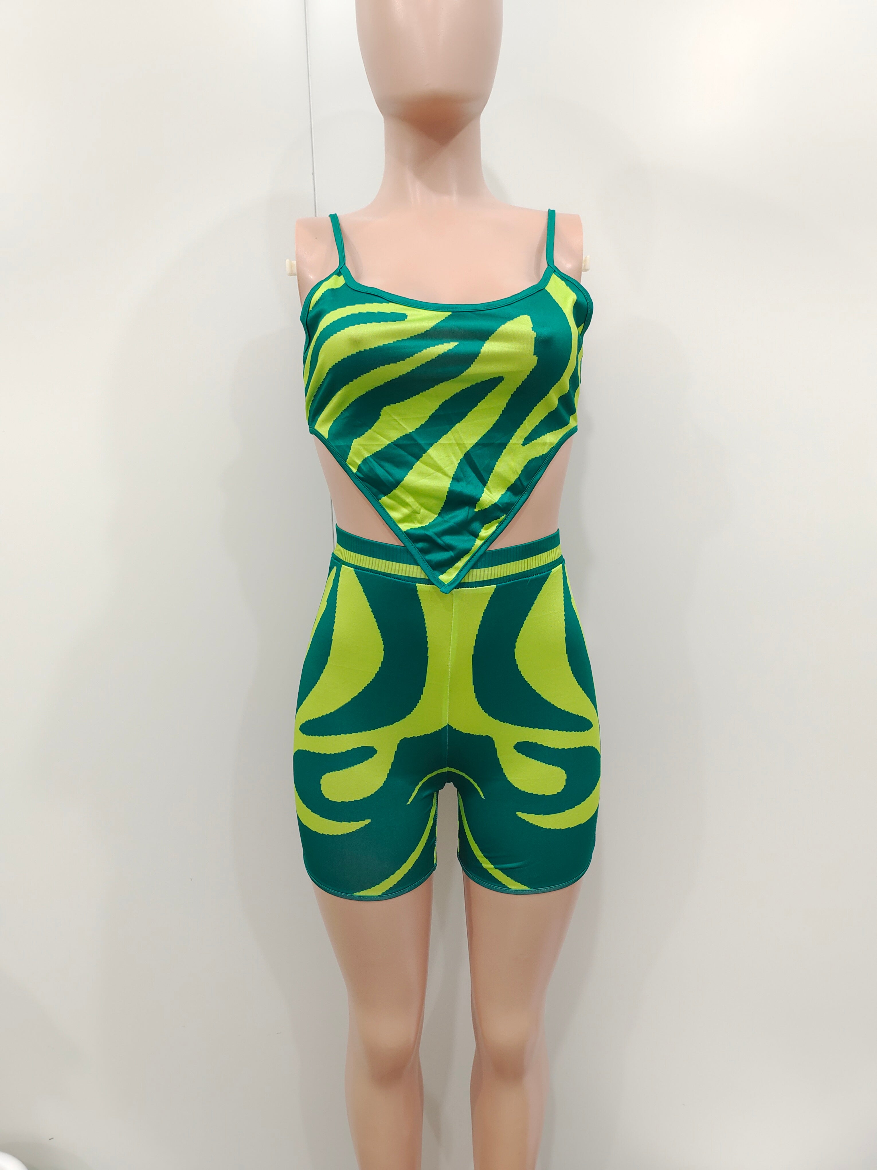 Sexy Women's Camisole Zebra Print Positioning Print 2-Piece Set 14