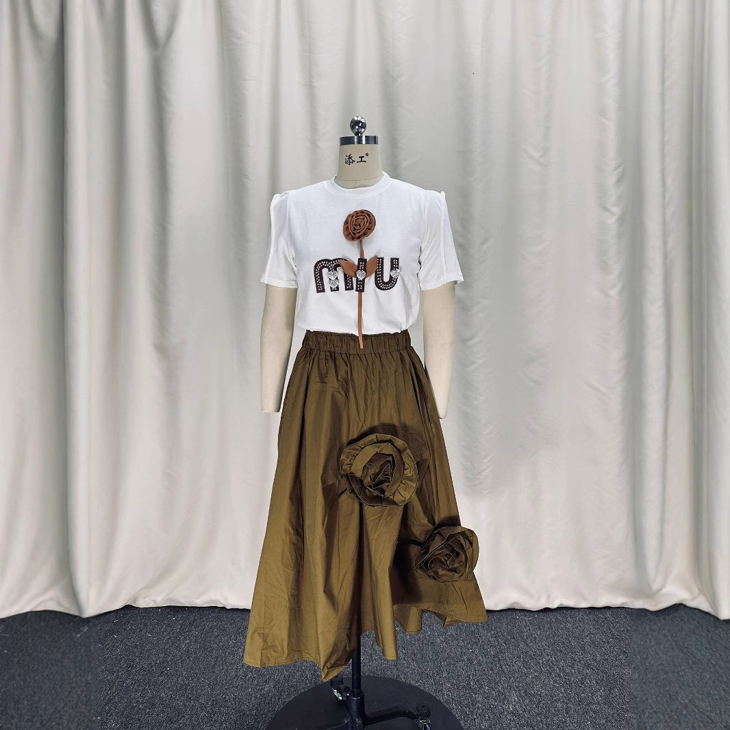 Women African Flower Rose Skirt 7