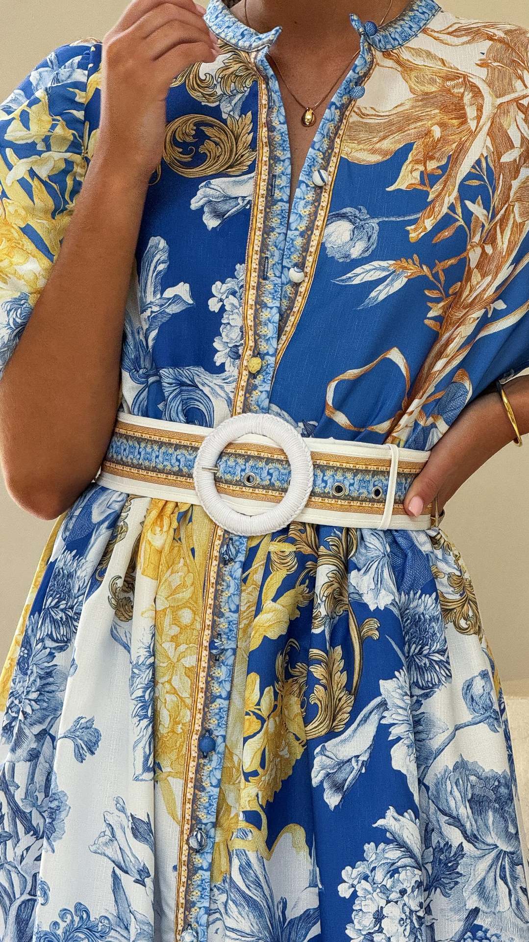 Summer Casual Fashion Print Turndown Collar Women's Shirt Dress 9