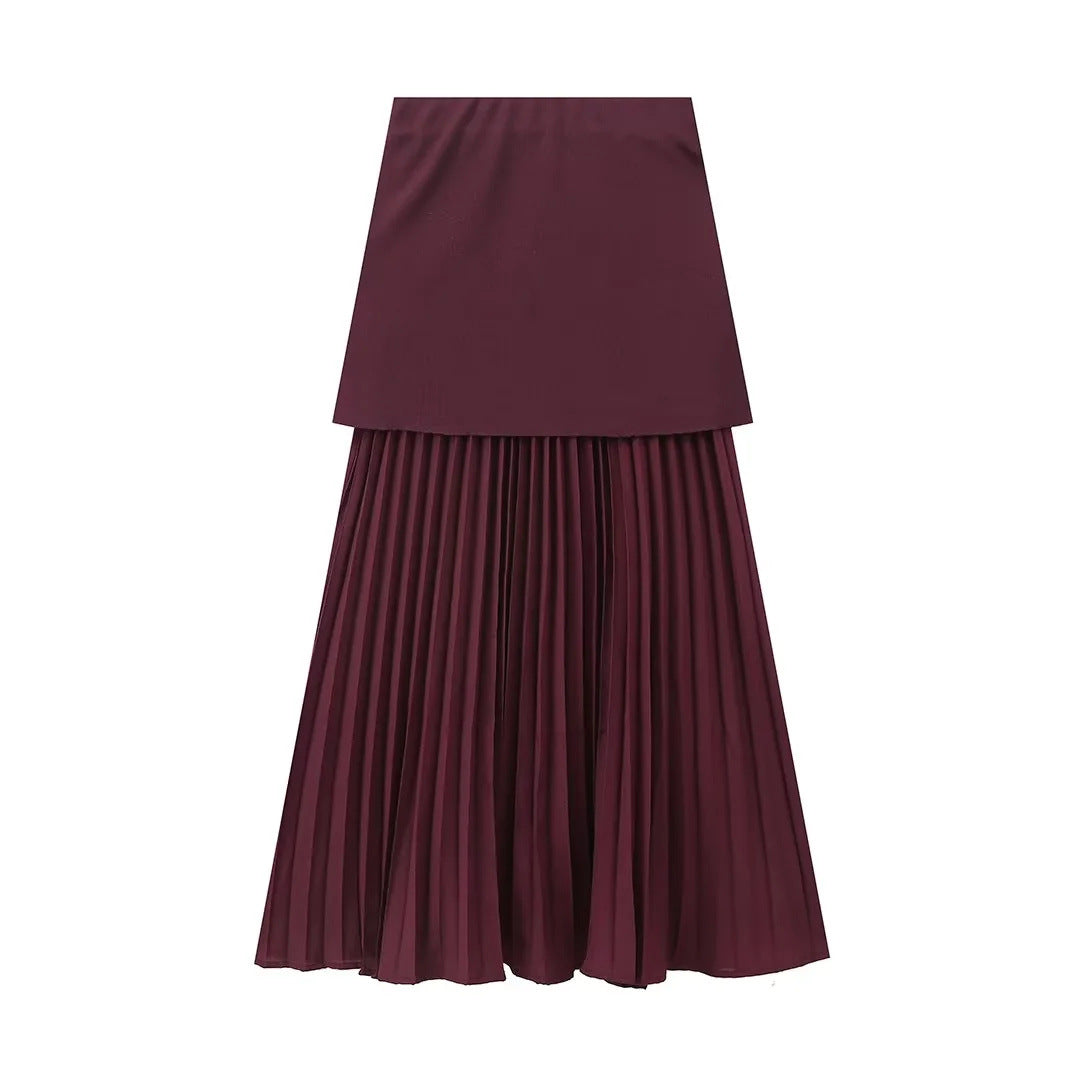 Women casual Knitting Patchwork skirt 10