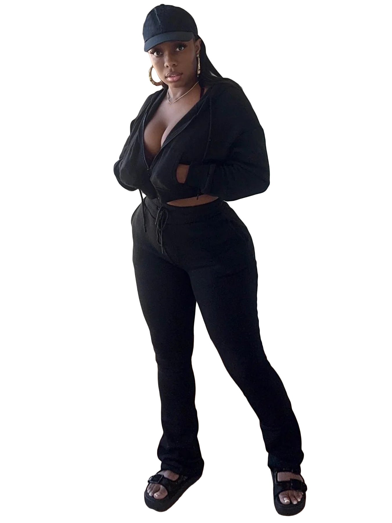 Women Hoodies and Bell Bottom Pants Two-Piece Set 24