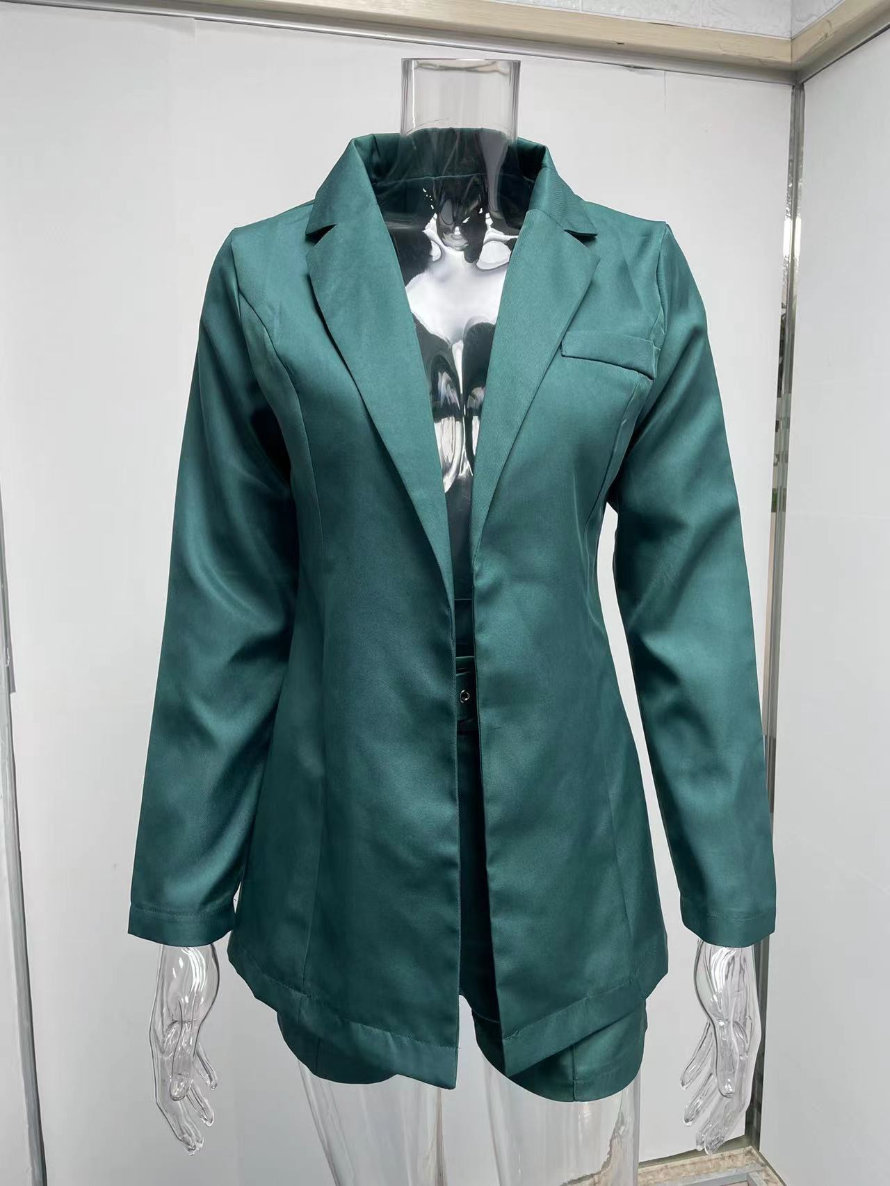 Women fashion Blazer+Shorts with belt Two-piece 54