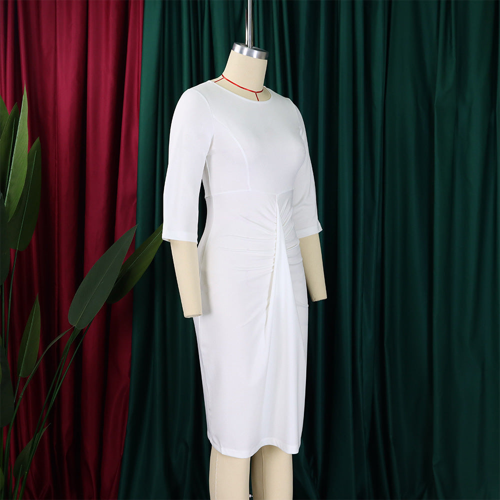 Women's Fashion Chic Pleated Bodycon Plus Size Dress Pencil Dress 17