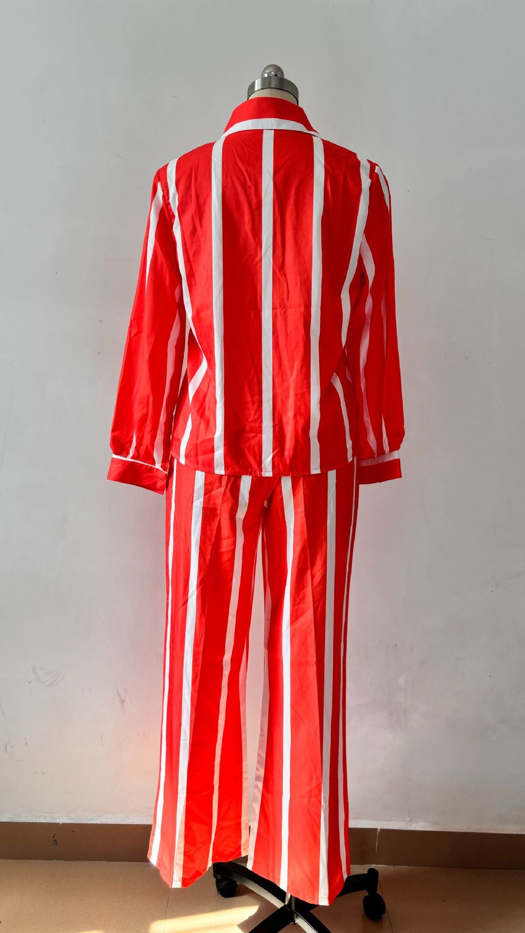 Fashion Casual Women's Spring And Autumn Striped Long Sleeve Shirt Loose Pants Women's Two-Piece Set 19