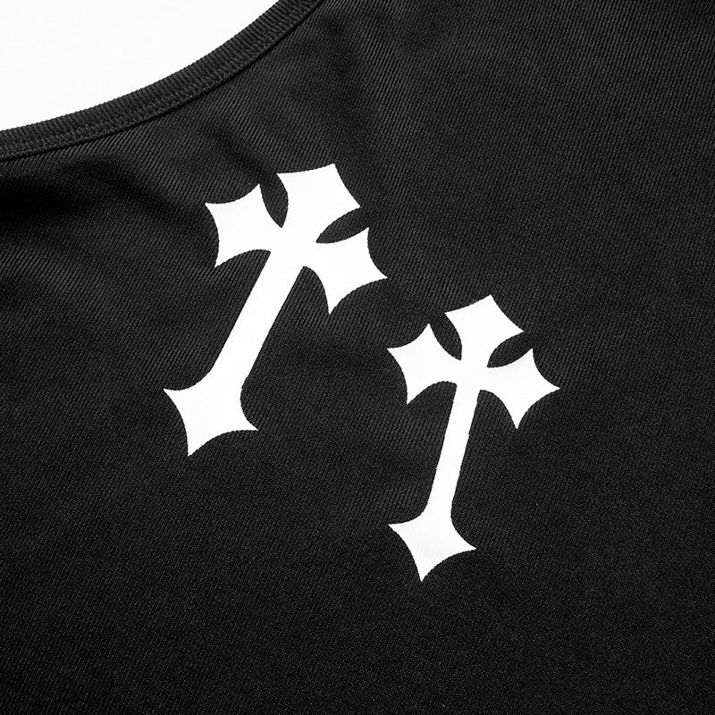 Women's Summer Round Neck Sleeveless Printed Cropped Top Slim Pants Two-Piece Set 14