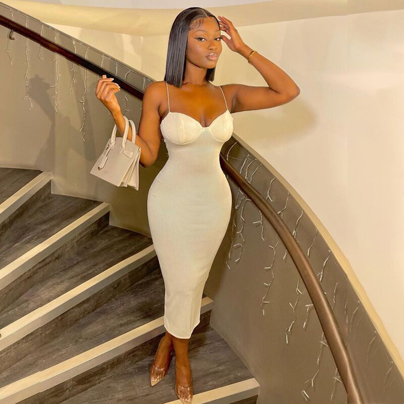 Women Summer Solid Bodycon Maxi Dress 5