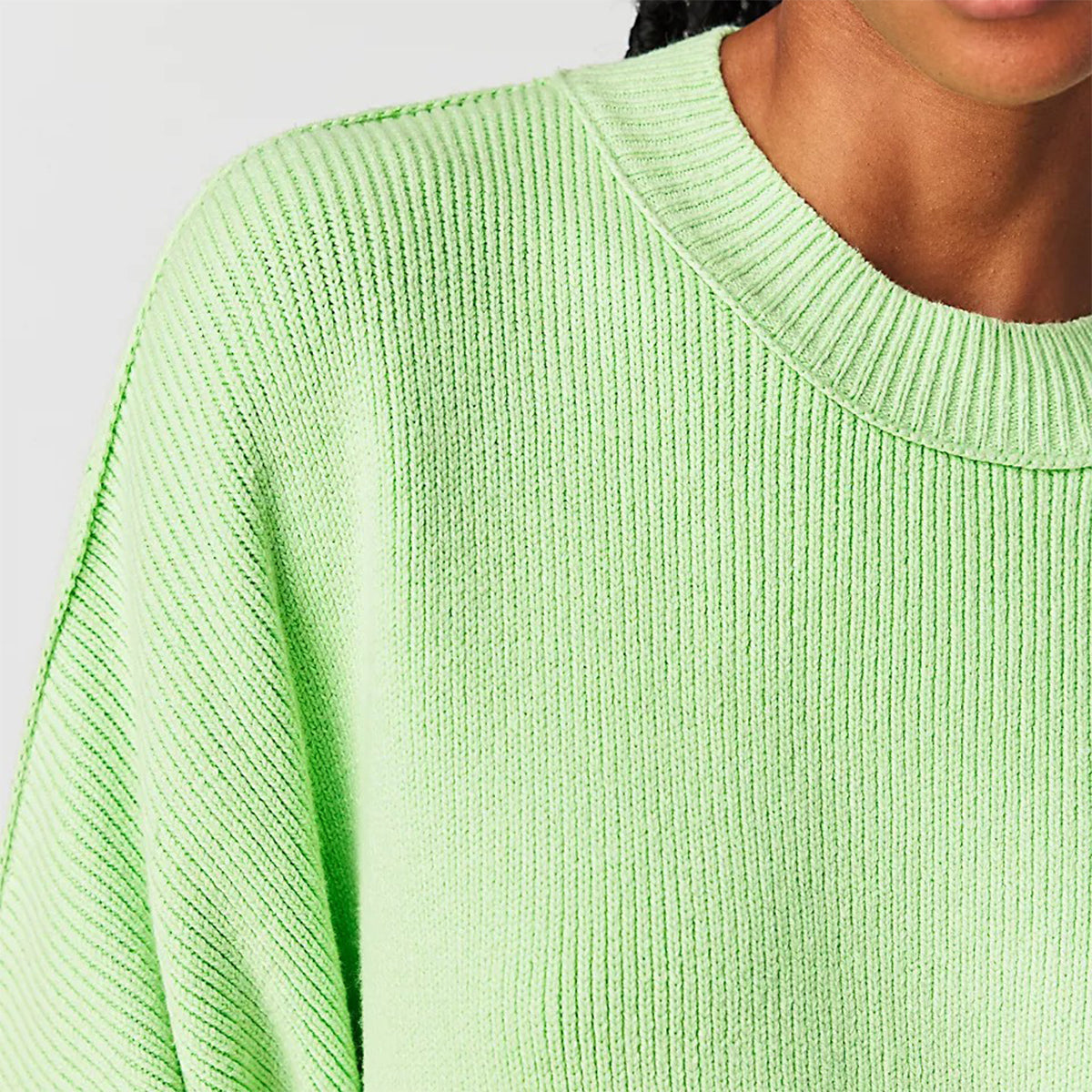 Women Autumn and Winter Loose Knitting Long Sleeve Slit Round Neck Sweater 18