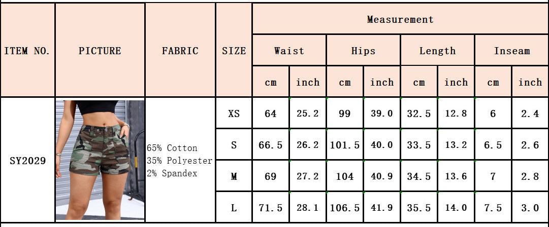 Women Casual Summer Camouflage Denim Shorts 8