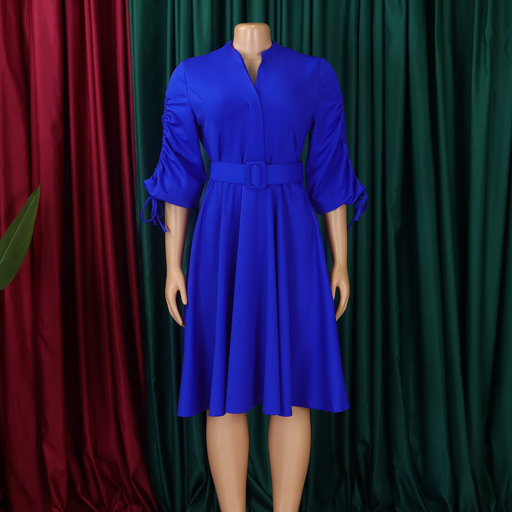 Women's Autumn And Winter Fashion Chic Plus Size Pleated A-Line African Dress 23