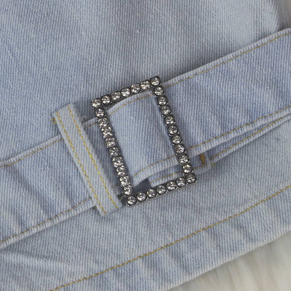 Sexy Women's Mid Rise Straight Light Color Shorts Women's Denim Pants 13