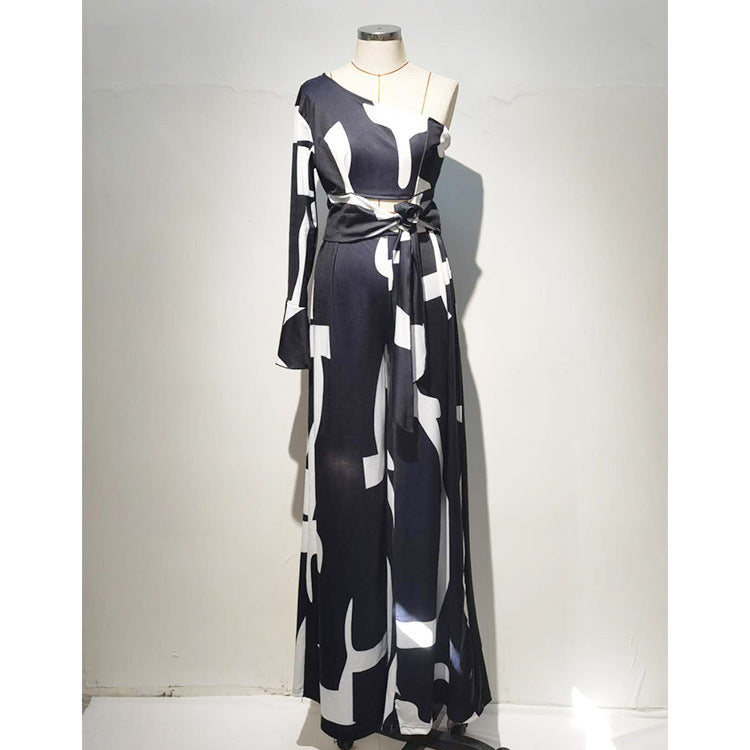 Women's Single Sleeve Print Tie Jumpsuit 14