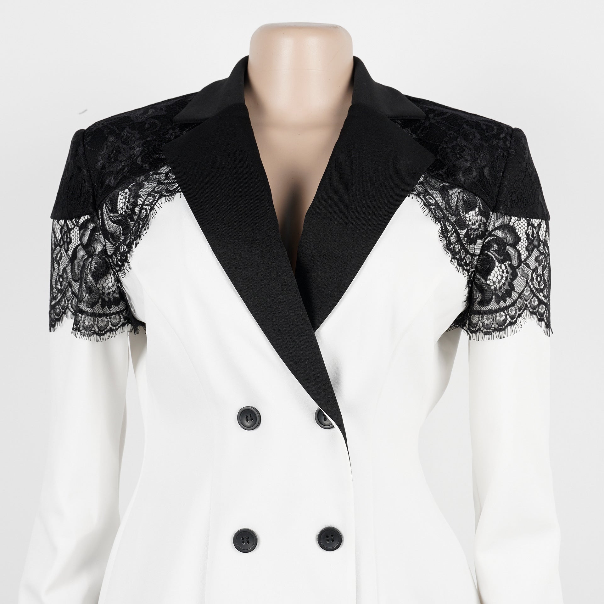 Women casual elegant lace Patchwork blazer and pant two-piece set 17