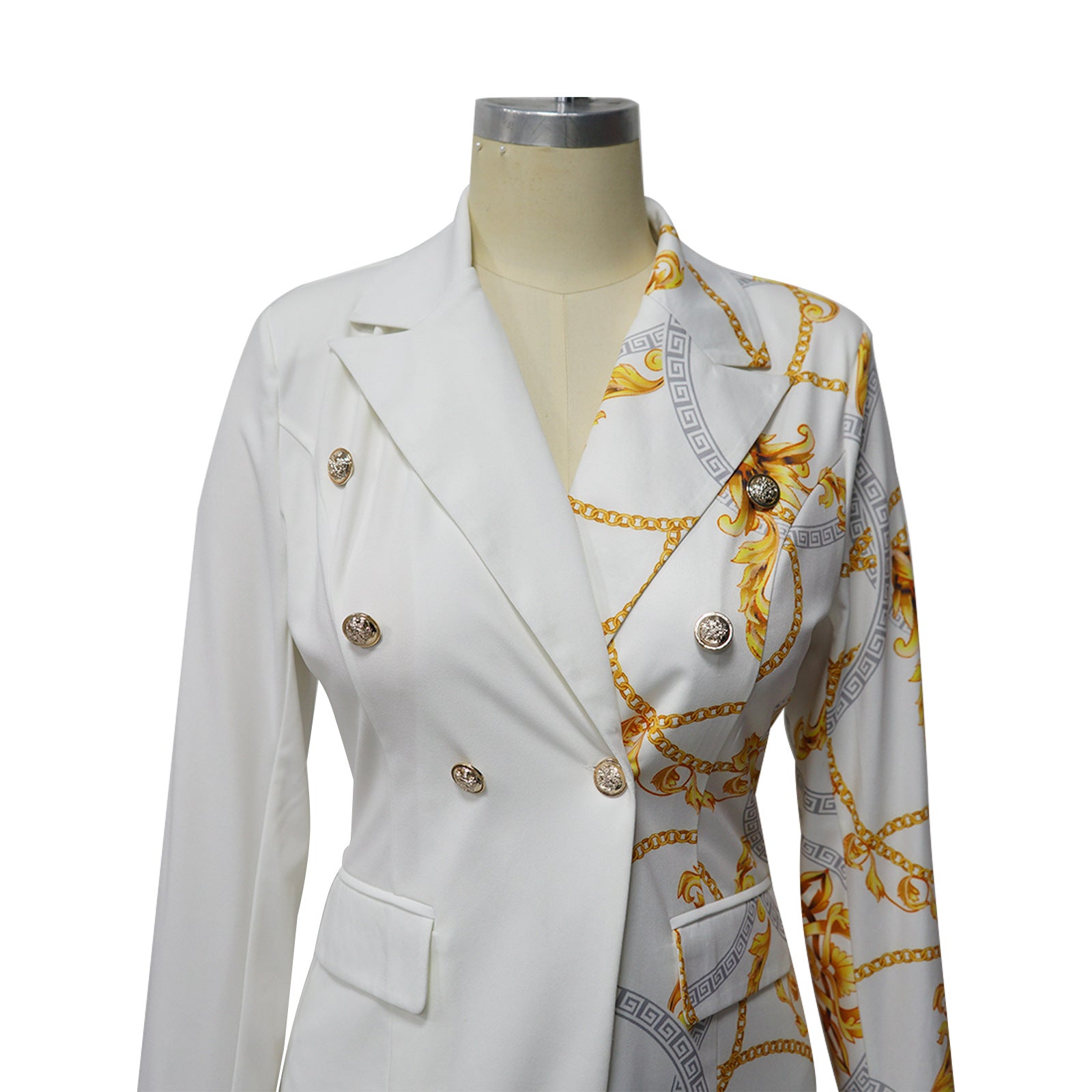 Fashionable Women's Turndown Collar Long Sleeve Printed Suit Two Piece Set 13