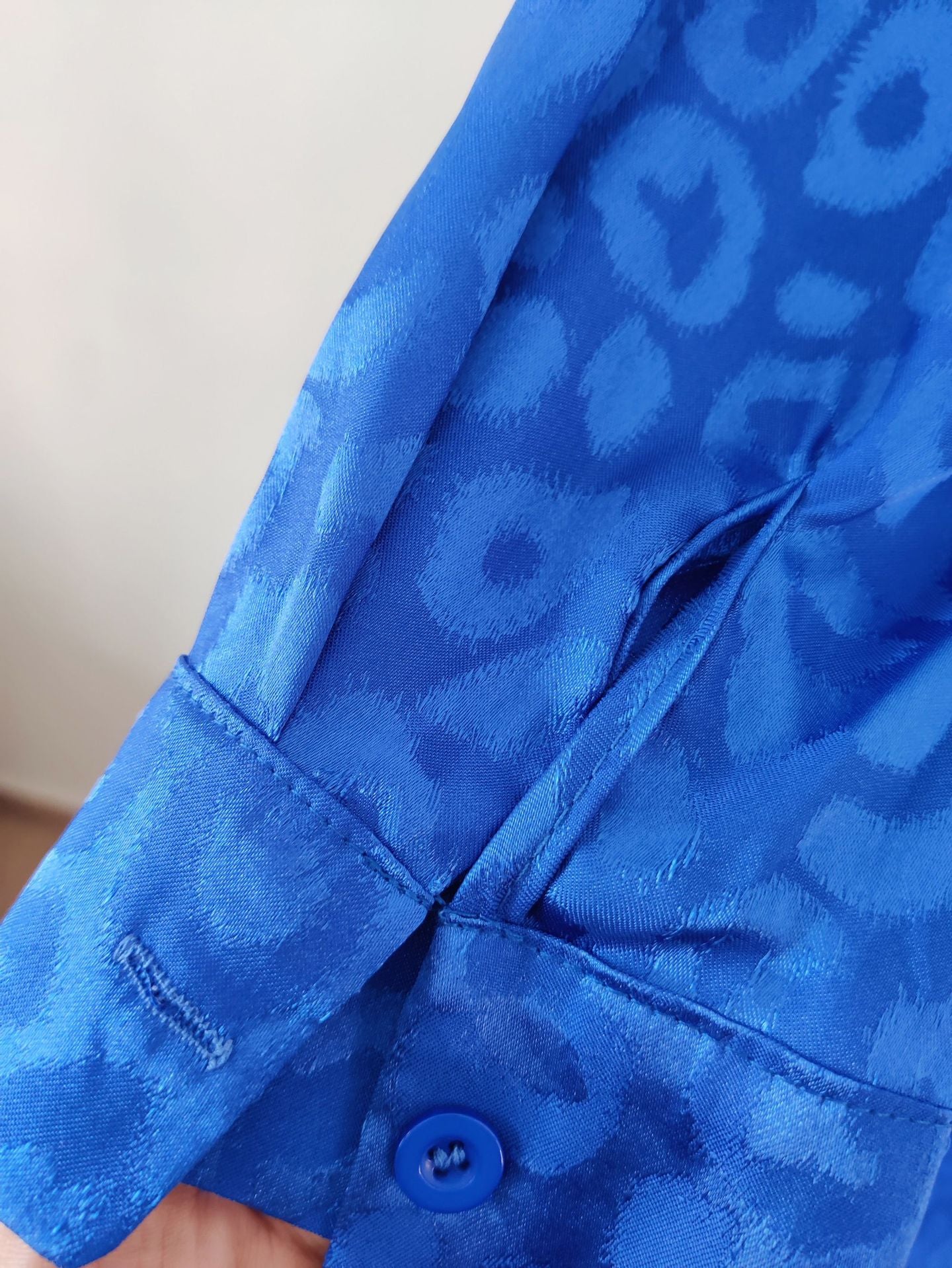 Women leopard print jacquard long-sleeved shirt and elastic waist loose trousers two-piece set 23