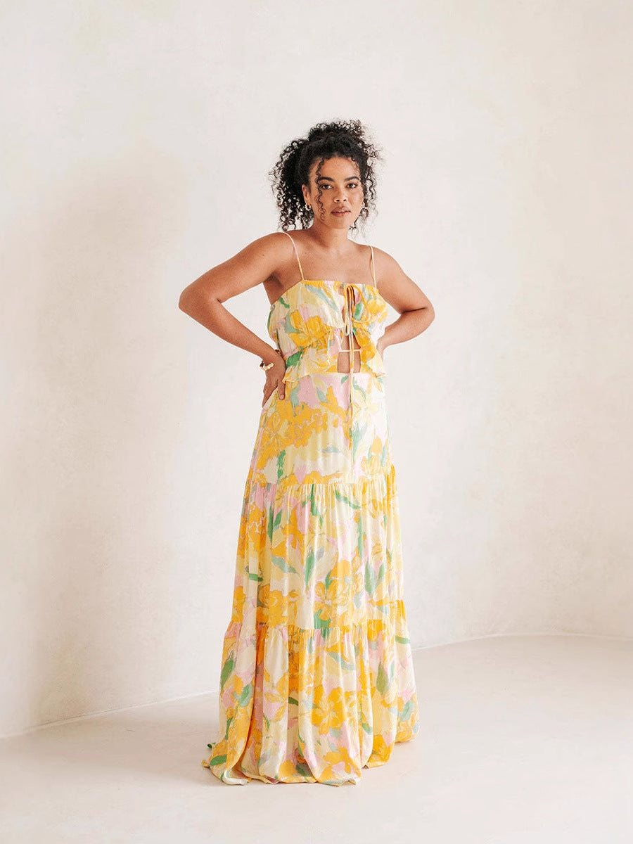 Women Holidays Print Sexy Ruffle Strap Dress 6