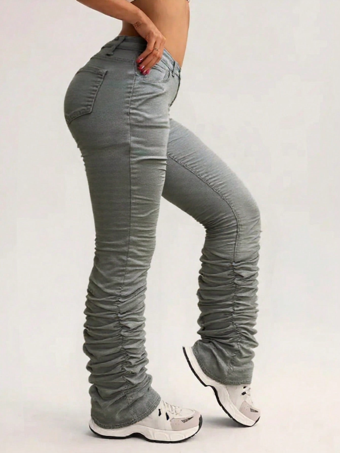 Women American Stretch Gathered Stacked Pants 5