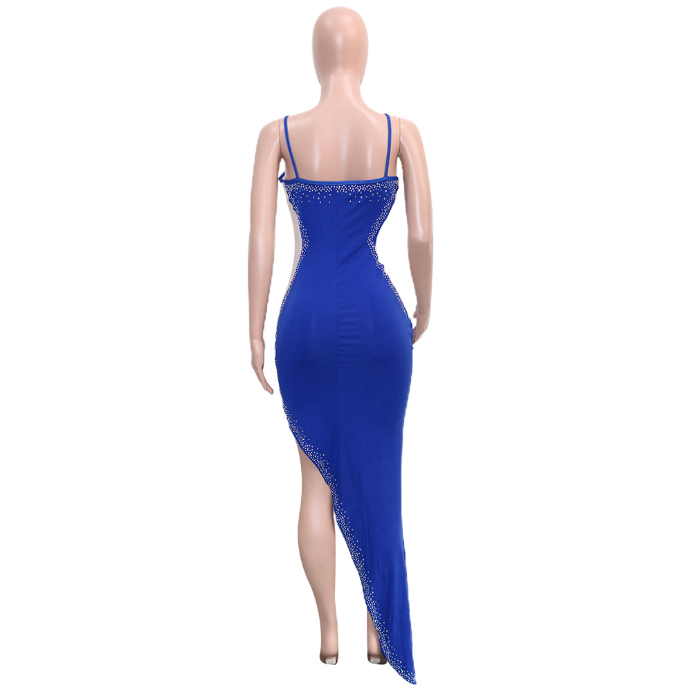 Women Sexy Beaded Sleeveless Mesh See-Through Maxi Dress 22