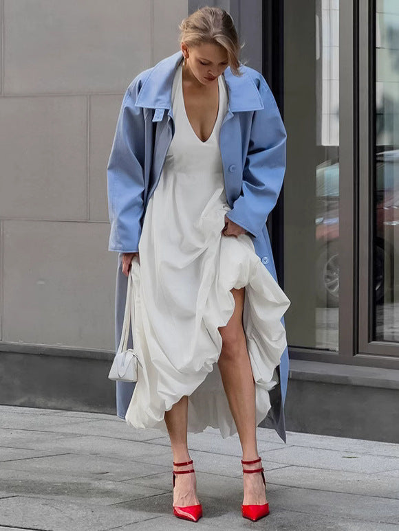 White Sexy Sleeveless Halter Neck Dress Fashion A-Line Maxi Dress for Women 5