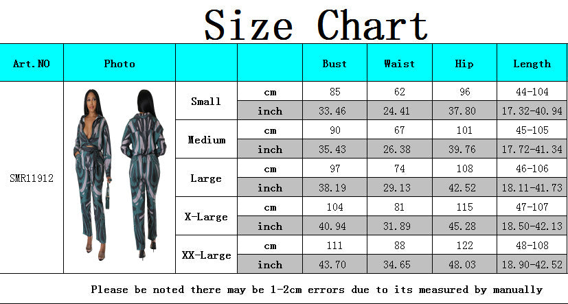 Casual Fashionable Digital Printed Women's Two-Piece Pants Set 7