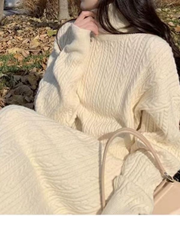 Fashion Chic Turtleneck Women's Pullover Sweater Autumn And Winter Long Knitting Twist Basic Top For Women 6