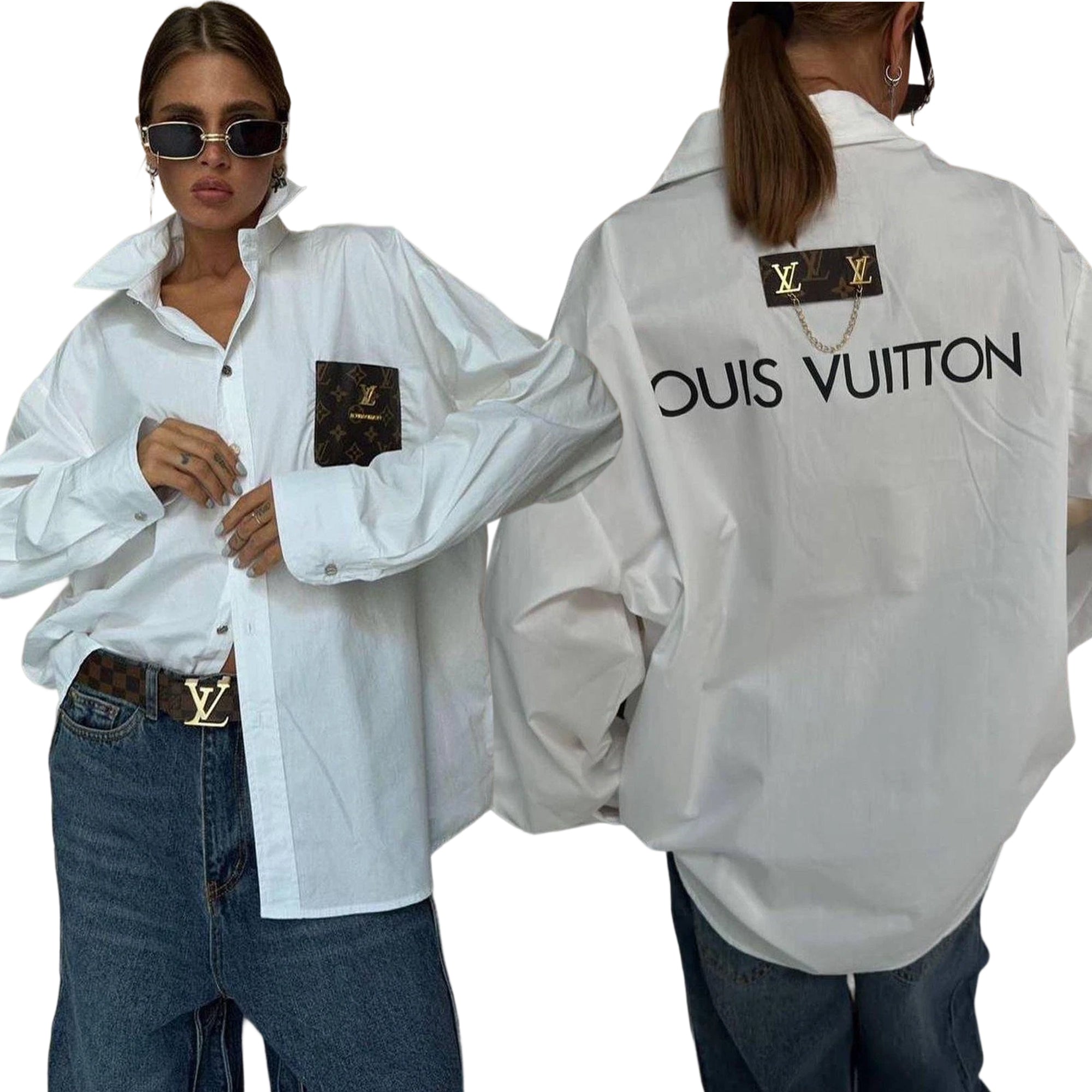 Women summer fashion casual Pu-Leather pocket shirt 6