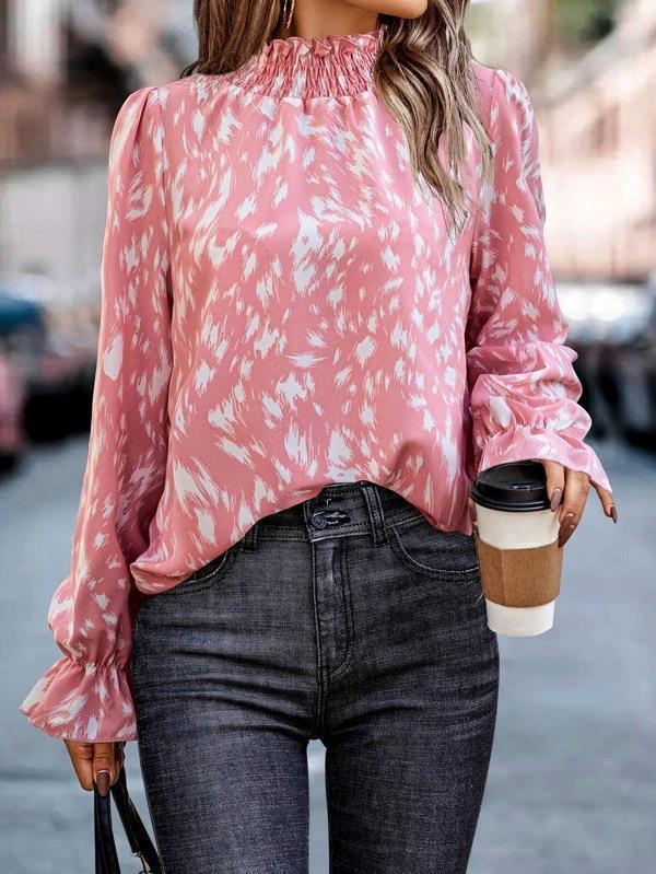 Women Autumn and Winter Chic Long Sleeve Half Turtle Collar Loose Shirt 17