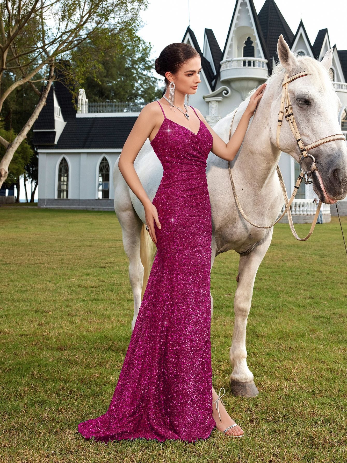 Women sexy summer strapless formal party French dress. 8