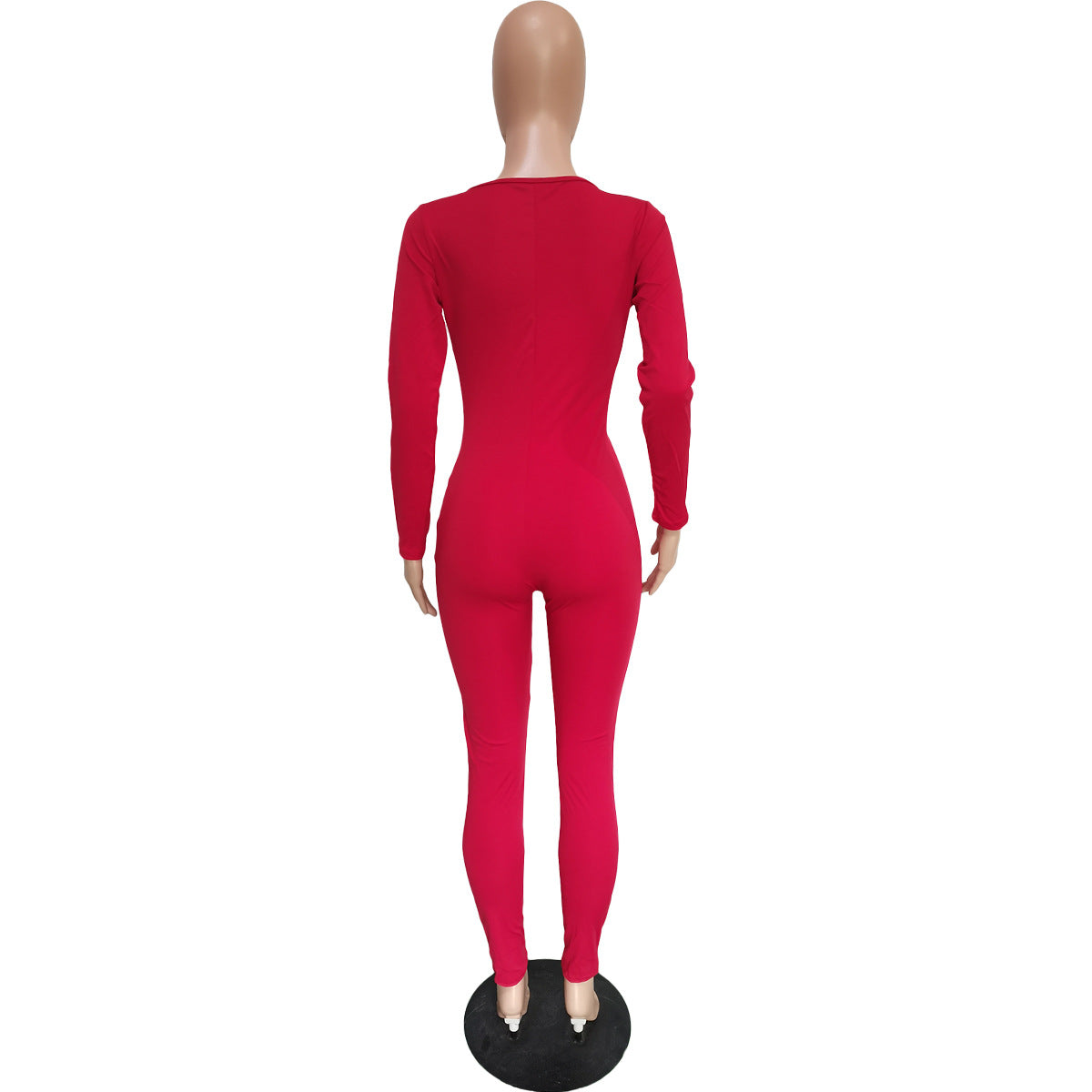 Women's Autumn Solid Color Lace-up Cutout Jumpsuit 19