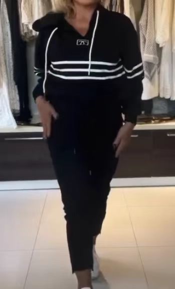 Autumn Fashion Color Matching Hooded Long-Sleeved Hoodies Casual Pants Sports Two-Piece Set For Women 4