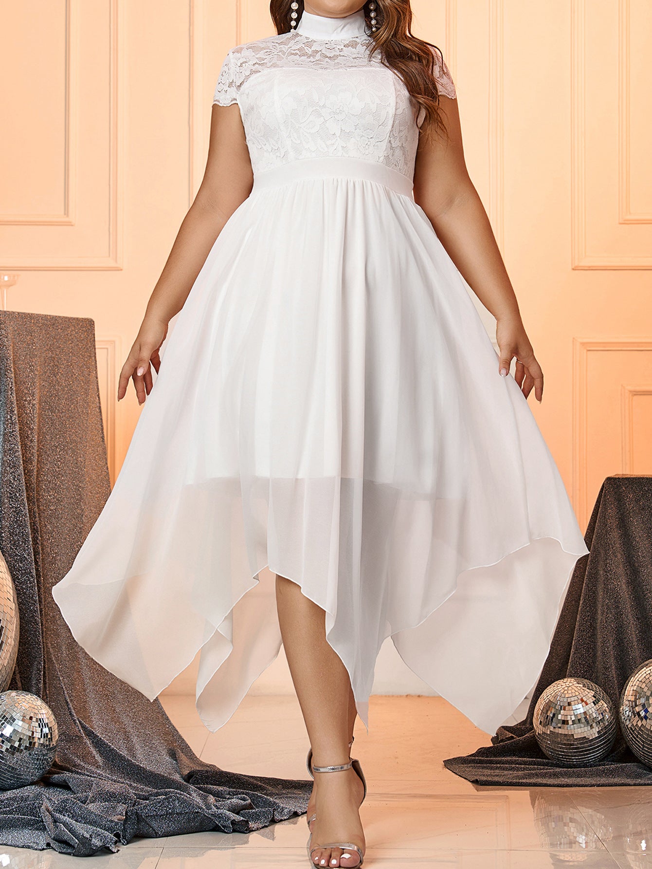 Spring Summer Plus Size Women's Dress High Neck Sleeveless Elegant Party Dress 7