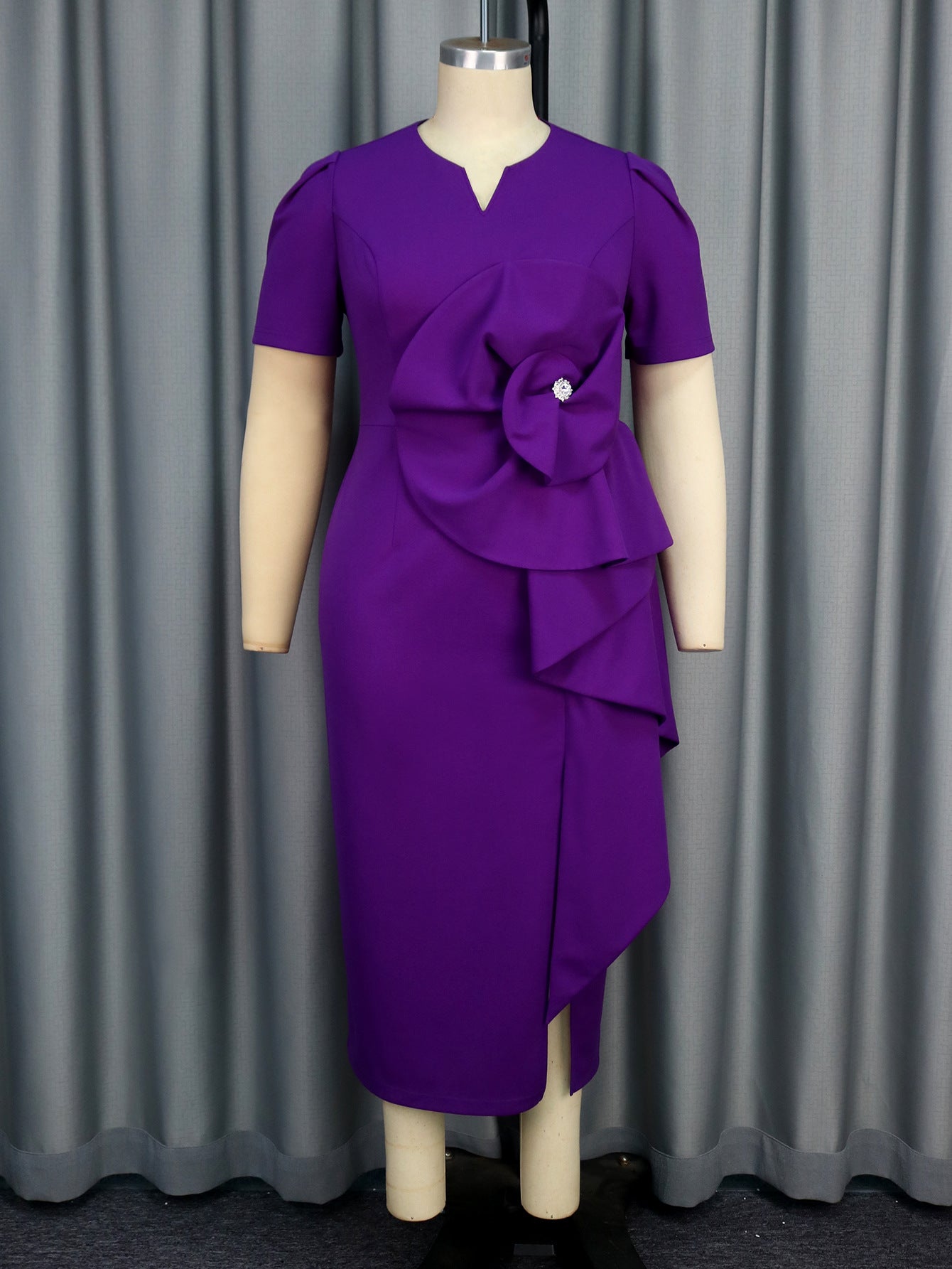 Plus Size Floral High Waist Cocktail Party Dress 3