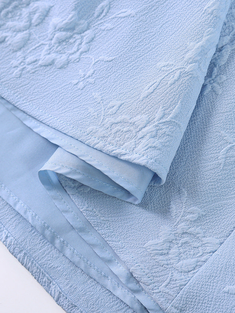 Women's Jacquard Strap Sexy Low Back Ruffle Short Dress 38