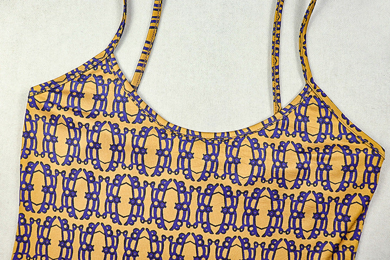 Printed Strap Low-Back Sleeveless Long Dress 12