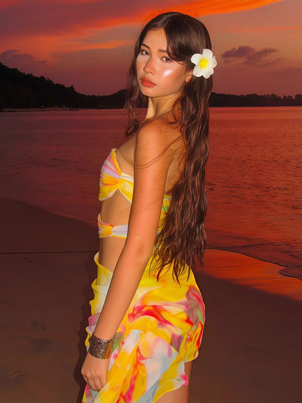 Women Summer Sexy Contrast Backless Bodycon Hollow Strapless Dress 4