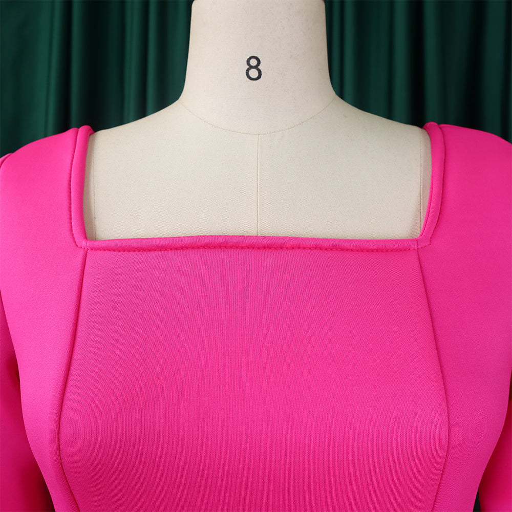 Winter Chic Elegant Fur Decorated Long Sleeve A-Line African Party Dress 20