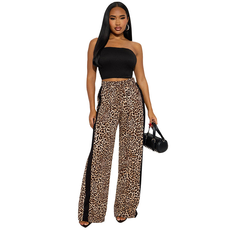 Women Fall/Winter Leopard Print Cropped Pants 14