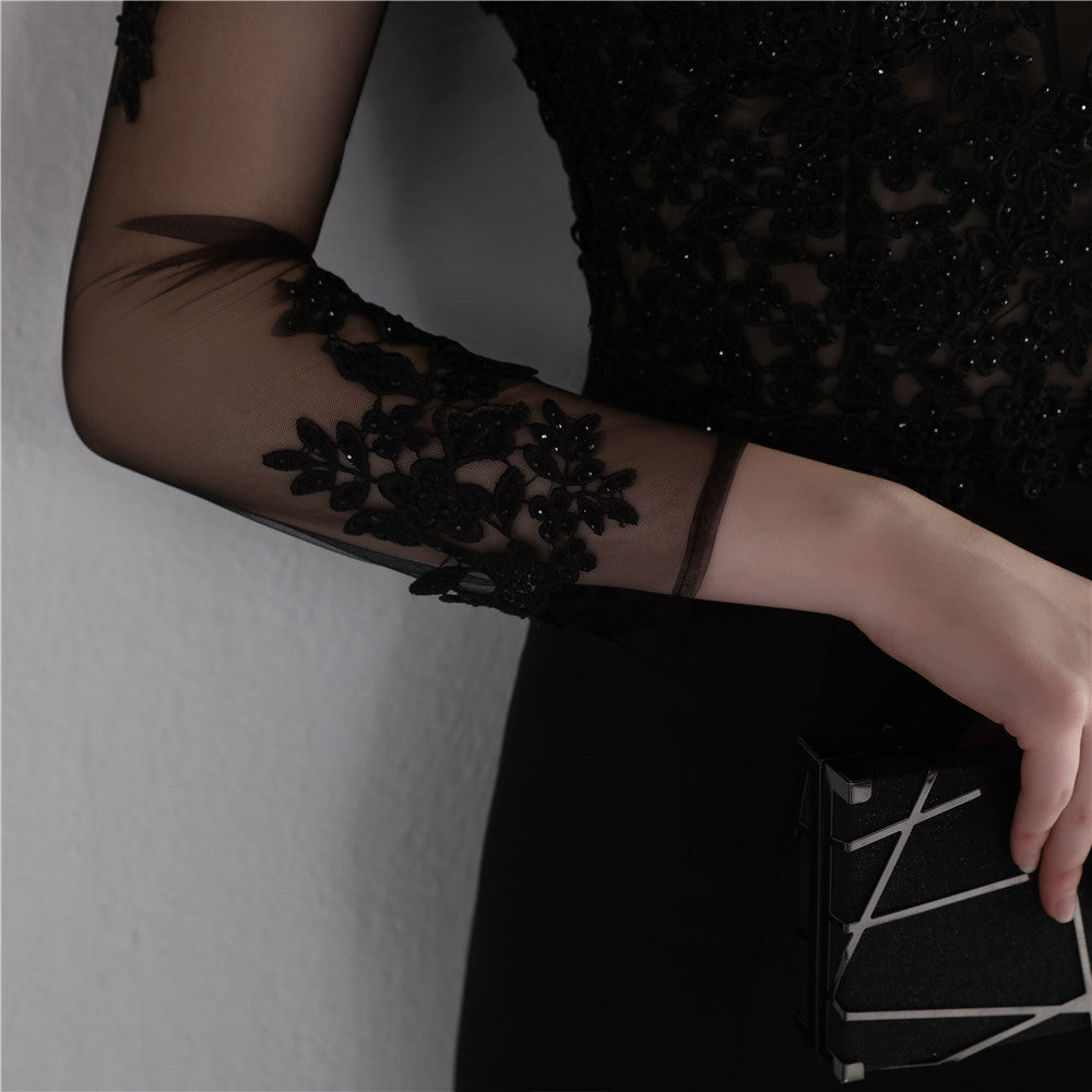 Autumn Occasional Formal Lace Upper V-Neck Mermaid Evening Dress 40