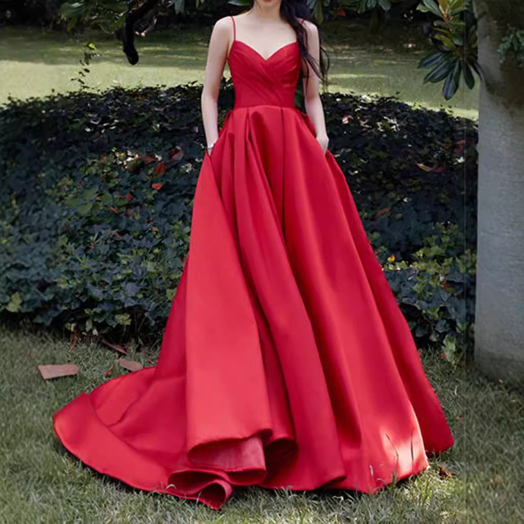 Women French Velvet Sequined Sexy V-Neck Strapless Evening Dress（Processing time need 3-6 days） 30