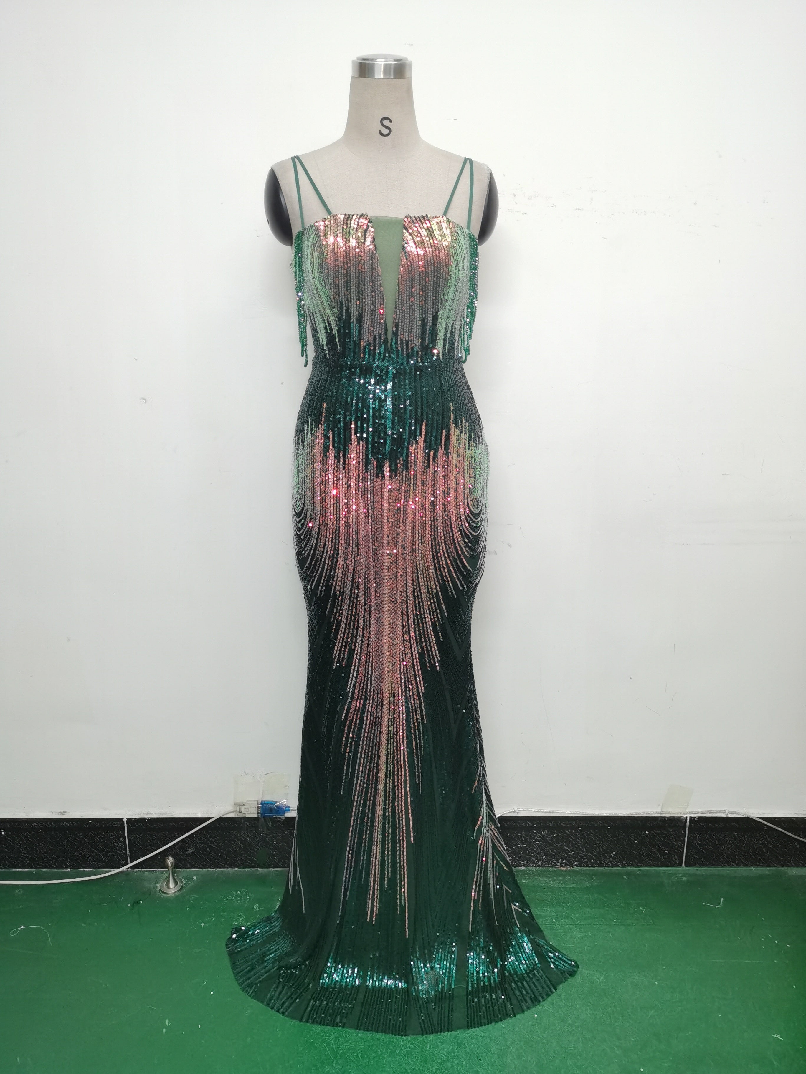 Women Flower Sequin Beaded Formal Party Evening Dress 15