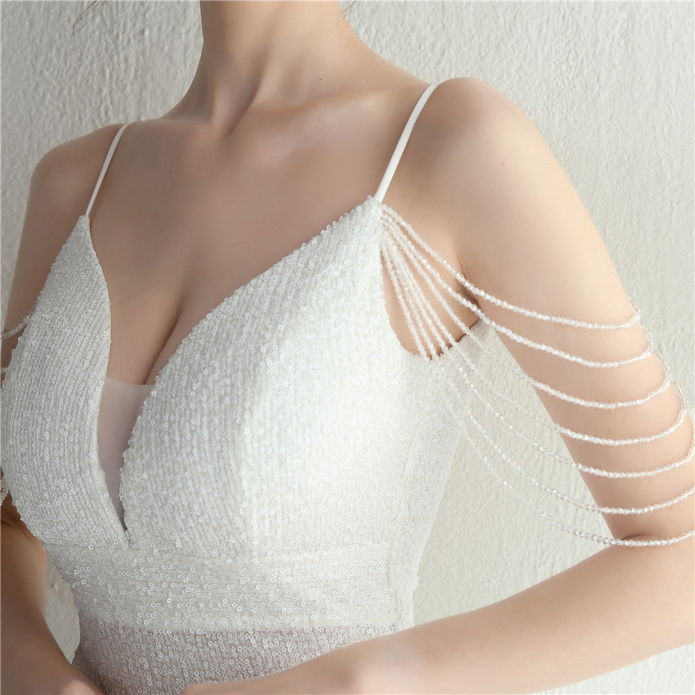 Women Straps Beaded Sequined Strap Sexy Evening Dress 20